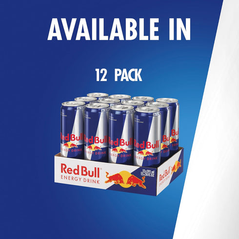 189mg 20 Oz, Pack 12 Red Bull Energy Drink with Caffeine plus Taurine & B Vitamins, Fl of Cans