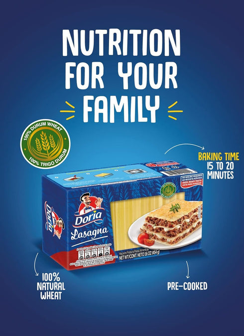 GREAT BRITISH TRADING LIMITED 16 oz (Pack 3) Doria Lasagna, Pasta with Durum Wheat Semolina