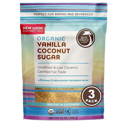 Big Tree Farms Organic Vanilla Coconut Sugar, Unrefined, 14 Oz (Pack of 3)