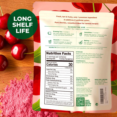 Set 2x1.1 Lb Gya Tea Co Tart Cherry Powder & Whole Milk Powder - Non-GMO - For Baking, Smoothies & Recipes