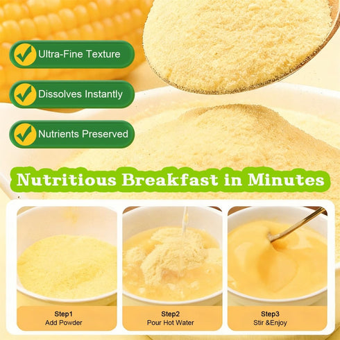 xapuo 600g (30g 20 Packets), Pure Corn Porridge Instant Breakfast Mix, Unsweetened, No Added Sugar, X Fine Powder Easy