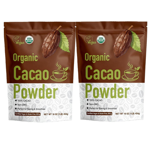 Amgwhhoo 452g/2pack, (2 lbs - 32 Oz), Extra Dark Cocoa Powder - Rich