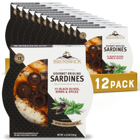 Brunswick Wild Caught Gourmet Brisling Sardines in Extra Virgin Olive Oil,Mediterranean Style,with