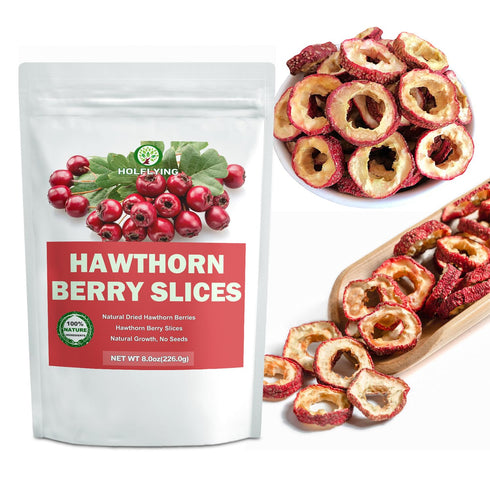 HOLFLYING 8.0oz, Dried Hawthorn Berry Slices, No Seeds - All-Natural Hawthorn Slices for Tea and Snacking, Hawthorn