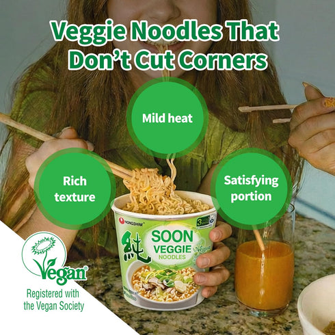 2.6 (Pack 6) Nongshim Soon Cup Noodle Soup, Veggie, Ounce