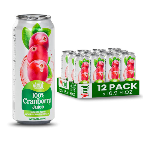 VINUT 100% Cranberry Juice, No Added Sugar, Not From Concentrate, 16.9 fl
