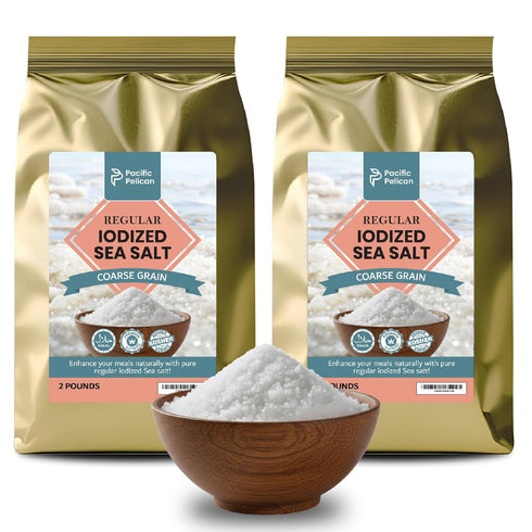 Pacific Pelican Iodized Sea Salt Coarse Grain 2 Pounds Pack of 2