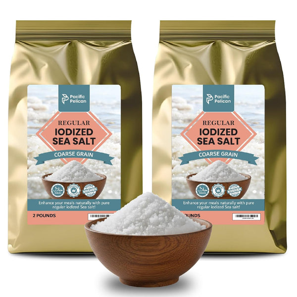 Pacific Pelican Iodized Sea Salt Coarse Grain 2 Pounds Pack of 2