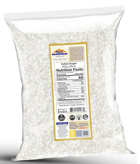28oz (800g) Rani Indian Sugar (Cheeni) ~ All Natural | Gluten Friendly | No Colors | Kosher | Vegan | Indian Origin
