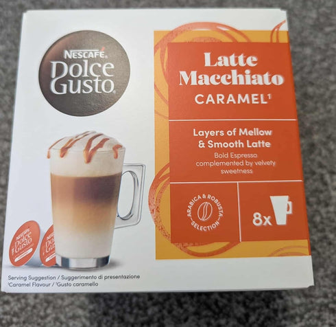16 Pack 3 Nescafe Dolce Gusto Coffee Pods, Caramel Macchiato, capsules
