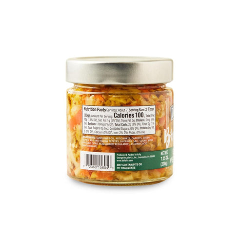 7.05 oz (3 Pack) DeLallo Vegetable Bruschetta, Made in Italy, Gourmet Spread with Artichokes, Sweet Peppers, Green