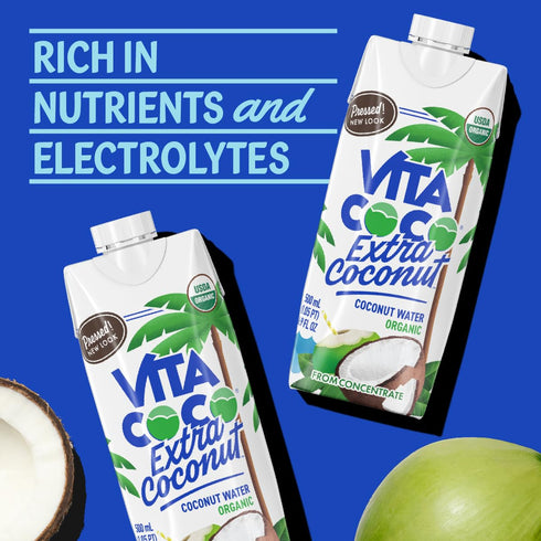 16.9 Oz (Pack 12) Vita Coco Organic Coconut Water, Pressed, More "Coconutty" Flavor, Natural Electrolytes, Vital