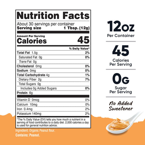 (30 (12.7 oz) 81% Nutricost Pantry Organic Peanut Butter Flour Powder Servings) - No Added Sweetener, No Added Salt
