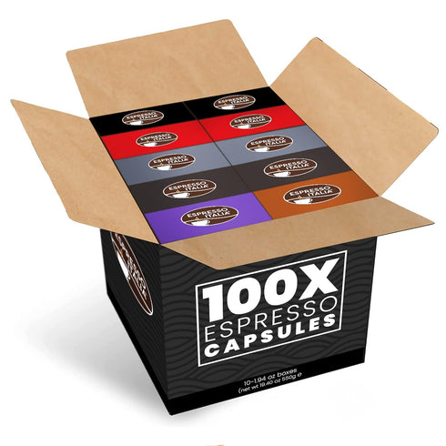 100 Count PACK, ESPRESSO ITALIA Capsules Compatible with Nespresso Machines, - VARIETY Italian Coffee Pods Expresso