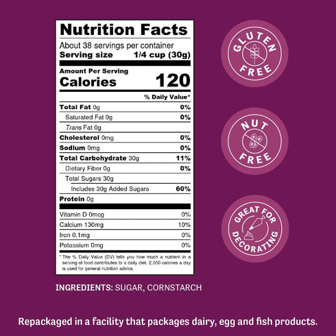 6X 2.5 lb 100% 6X Judees Powdered Confectioners Sugar - Non-GMO, Gluten-Free, and Nut-Free - Size Perfect for Icings