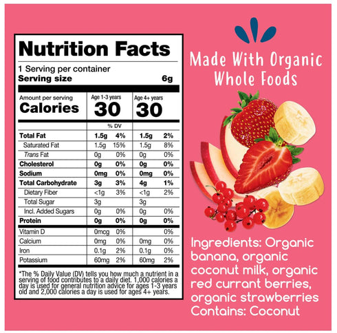 20 6g Amara Organic Smoothie Melts, Mixed Berry Flavor, Dairy Free Toddler Snacks, No Added Sugar, Single Serve