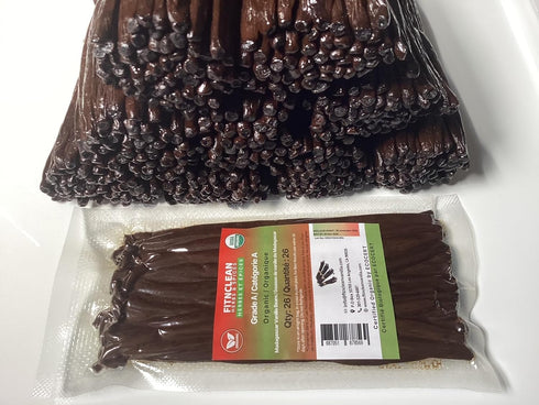 26 Organic Madagascar Vanilla Beans Grade A. Certified USDA Organic. Fresh by