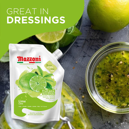100% 2.2 lbs (35.2 oz) Mazzoni Real Lime Juice, Pure Just Lime Juice, Not from Concentrate, No Added Sugar