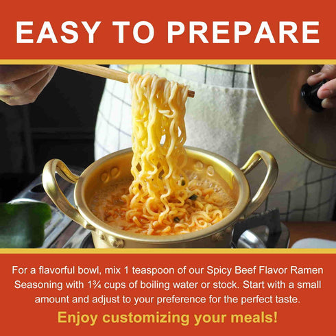 Talcufon 10.58 Oz Korean Spicy Beef Ramen Seasoning Reduced Salt Gluten-Free Vegan Korean Noodle Soup Powder for Ramen