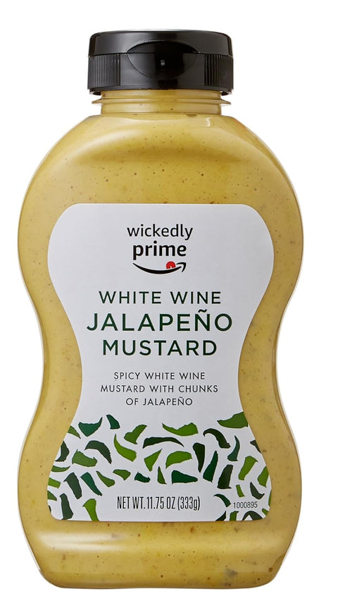 Wickedly Prime Amazon Brand - Mustard, White Wine Jalapeno, 11.75 Ounce
