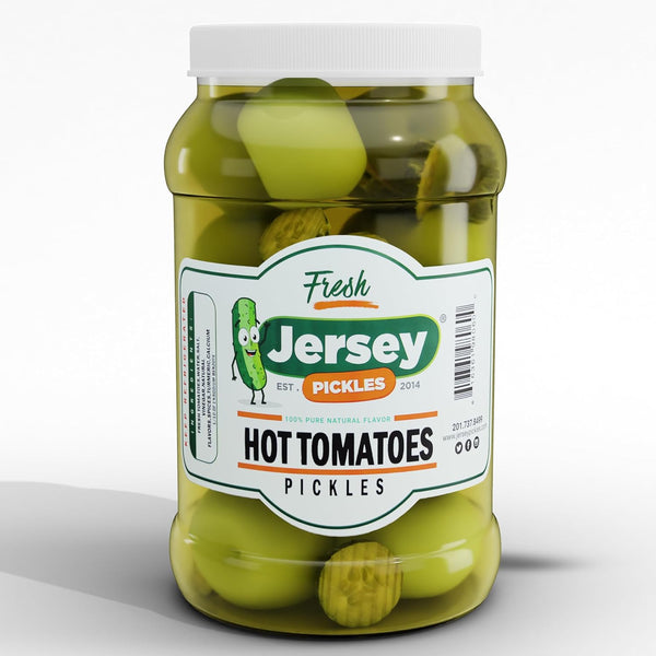 Jersey Pickles - Hot Pickled Tomatoes (Gallon) Pickled Vegetable Handcrafted Gourmet Topping
