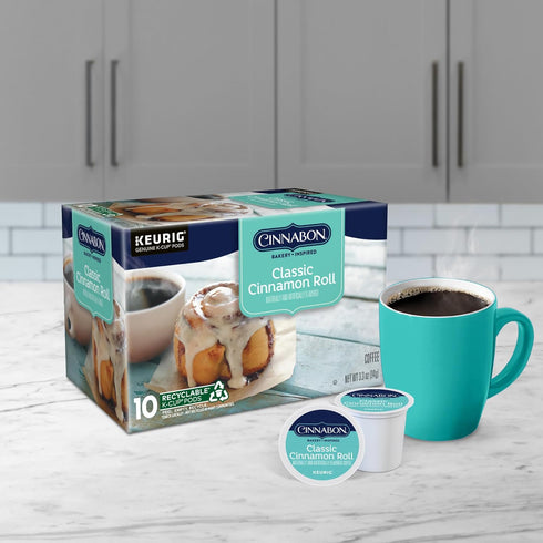 CINNABON 60 Count, (6 Packs 10) Classic Cinnamon Roll Coffee, Keurig Single Serve K-Cup Pods, Light Roast Coffee