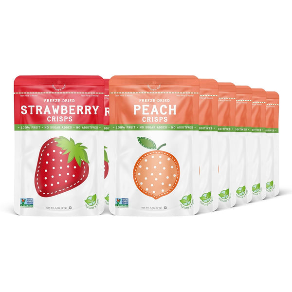 Nature's Turn Freeze-Dried Fruit Snacks, Strawberry and Peach Crisps, Pack of 12