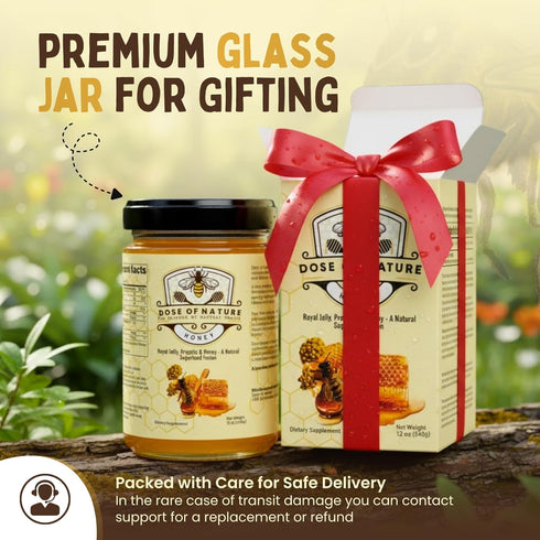 DOSE OF NATURE Pack Immunity 50 Raw Honey with Bee Bread | Small Batch, Unfiltered Superfood Honey for Energy & Stamina
