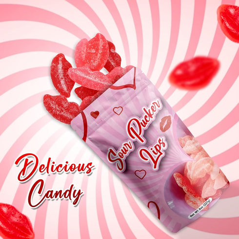 Gummies 3 Gummies Gummy NY Spice Shop Sour Pucker - Pound Lip Shaped - Fruit Flavor For Office Candy Bowl Fillers
