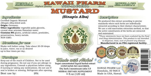 Hawaii Pharm Alba) 2 fl.oz Mustard Alcohol-Free Liquid Extract, Professional Grade, Small Batch Crafted Mustard