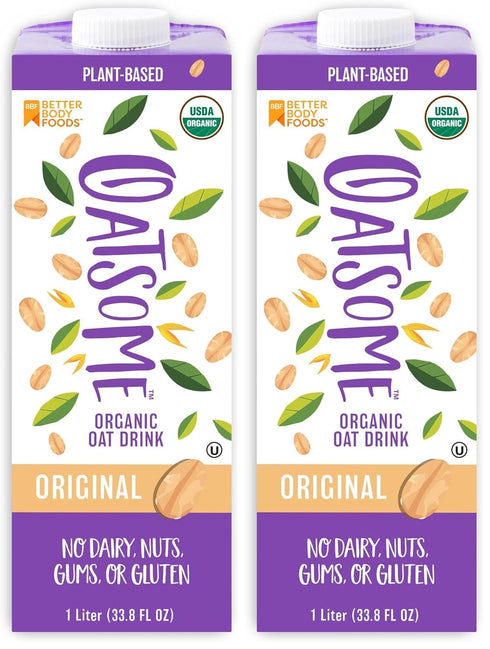 Oatsome Organic Oat Milk, 1-Liter Carton, Regular, 33.8 Fl Oz (Pack of