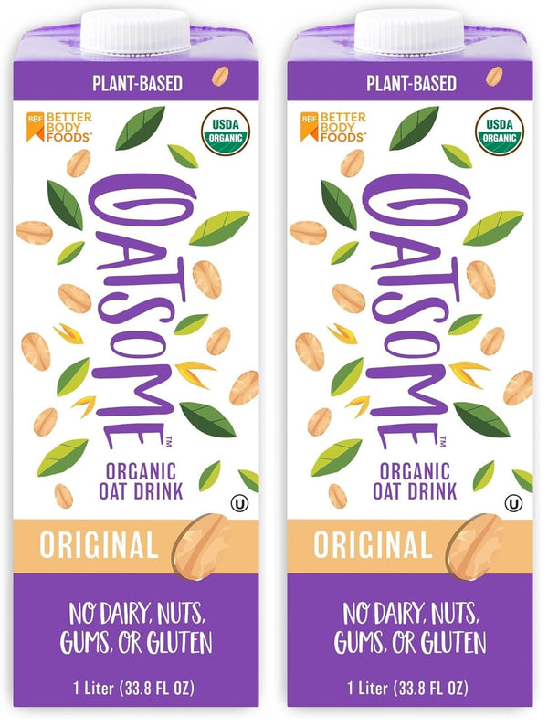 Oatsome Organic Oat Milk, 1-Liter Carton, Regular, 33.8 Fl Oz (Pack of