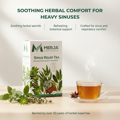 100% 250gr 8.82 oz (Pack 2) Merja Herbs Sinus Relief Tea - For Sinus Cleanse - Reduce Sinus Discomfort - Caffeine Free