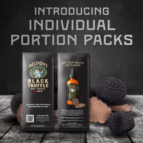Packets 200 Count (.42 Oz Packets Packets 8 Melindas Black Truffle Hot Sauce - Each) - Hot Sauce Single Serve