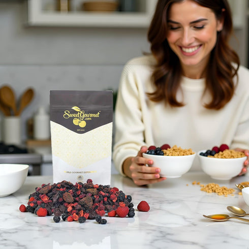 1 SweetGourmet Premium Dried Mixed Berries | Cherries, Cranberries, Blueberries, Strawberries | NON GMO | No Sulfur