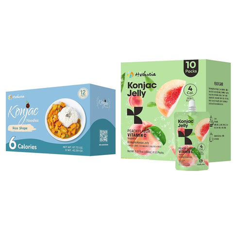 Hethstia Konjac Jelly Peach Flavor Vitamin C 10 Packs and Konjac Rice