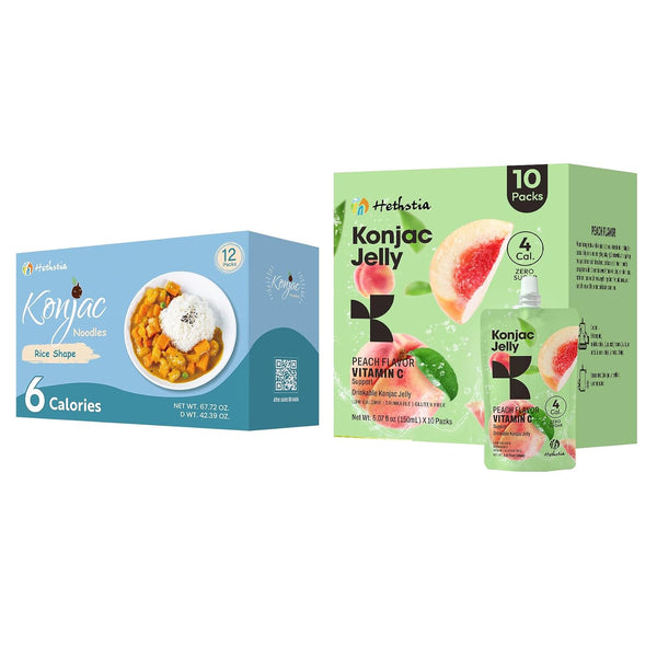 Hethstia Konjac Jelly Peach Flavor Vitamin C 10 Packs and Konjac Rice