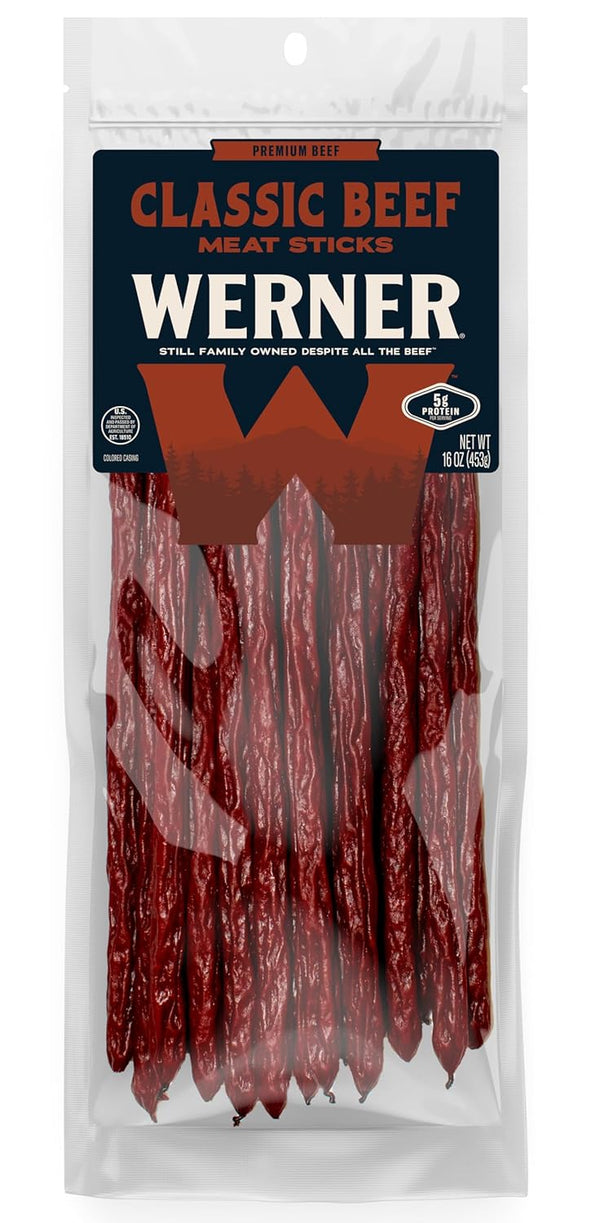 Werner Beef Meat Sticks Pack of 20 All Beef Meat Snacks -