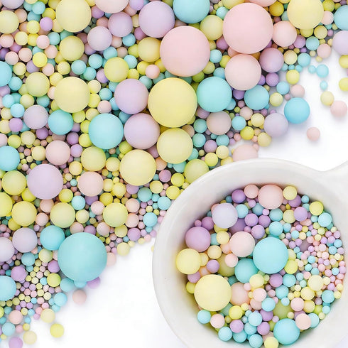 Pastel Pearl Sprinkles for Cake Decorating, 6 Sizes Mix 4.6 oz Edible