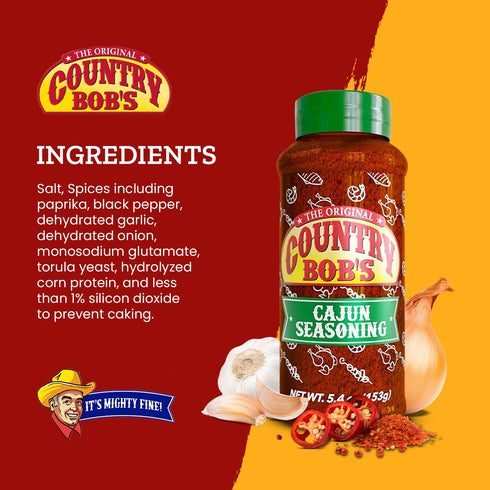 Country 5.4 oz Bob's Cajun Seasoning - Spicy, Robust, Earthy Blend for Flavorful Creole Dishes - Soups, Salads