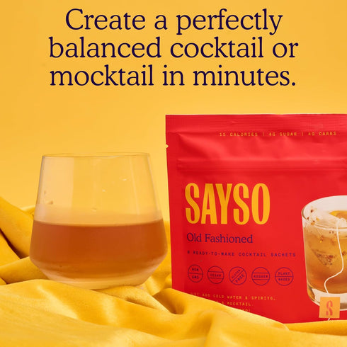 SAYSO Cocktail Tea Bags - Old Fashioned Cocktail Mix - Instant Mixers for Home Bar Accessories