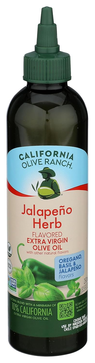 California Olive Ranch Jalapeo Herb Extra Virgin Olive Oil Chef's Bottle, 8.5
