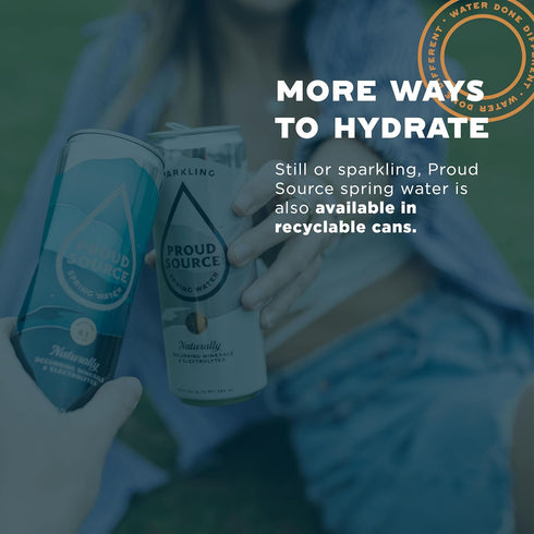 16 Oz (Pack 6) Proud Source Alkaline Spring Water - Rocky Mountain Sourced Mineral Water with Electrolytes, BPA-Free