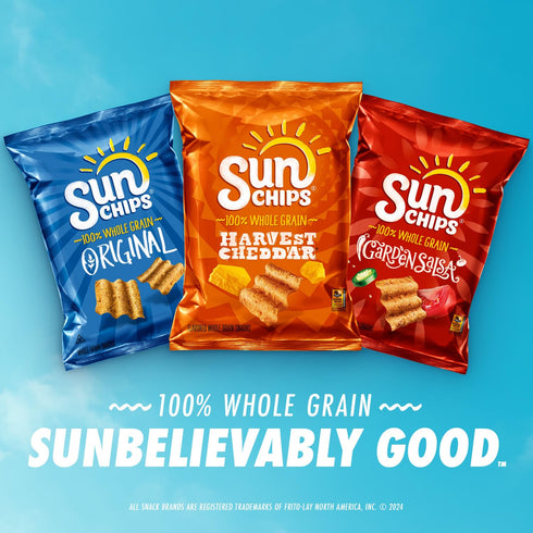 3.75 oz SunChips Minis, Harvest Cheddar Whole Grain Chips, Canister