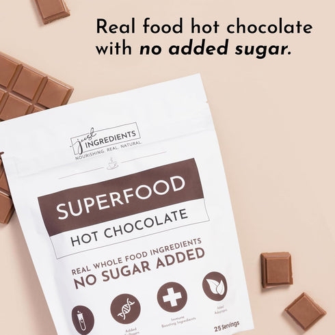 25 Immunity Superfood Hot Chocolate | Servings | With Grass-fed Collagen, Organic Cacao, Cinnamon, Ashwagandha