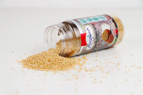 4oz (113g) Ramaroma Yellow Mustard Seeds Jar ~ All Natural | Vegan | Gluten Friendly | NON-GMO | Sarson |Organic Yellow