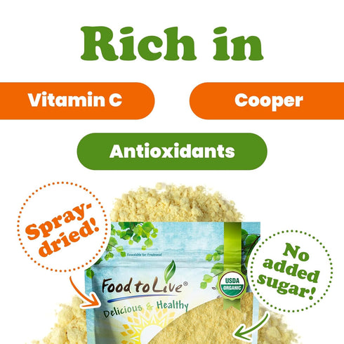 2.5 Food to Live Organic Orange Juice Powder, Pounds Non-GMO, Made from Raw Dried Citrus Fruit, Unsulfured, Vegan