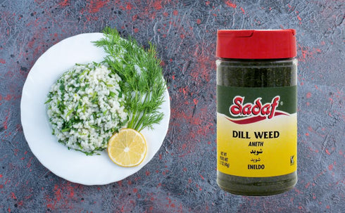 Sadaf Dill Weed - Dried Dill Weed for Food Flavoring & Seasoning - Dry Dill Herb for Pickling - Seasoning & Spices - Kosher & Vegetarian - 1.7 Oz Bottle with Shaker Top