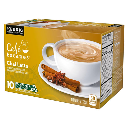 60 Count Caf Escapes Chai Latte, Single-Serve K-Cup Pods