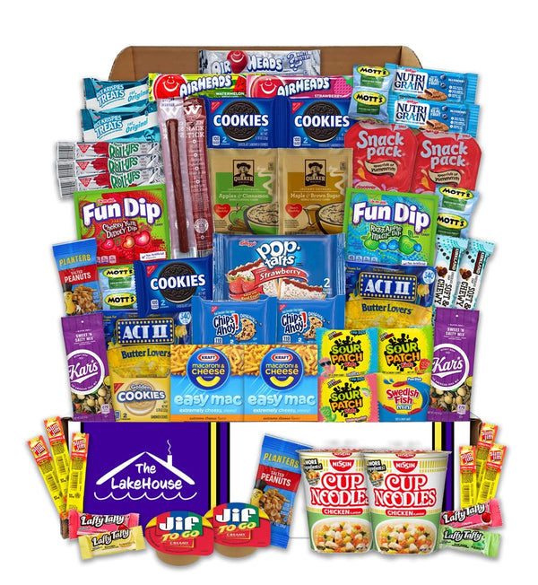 College Care Package for Guys Girls - 56 Count Snack Box Variety